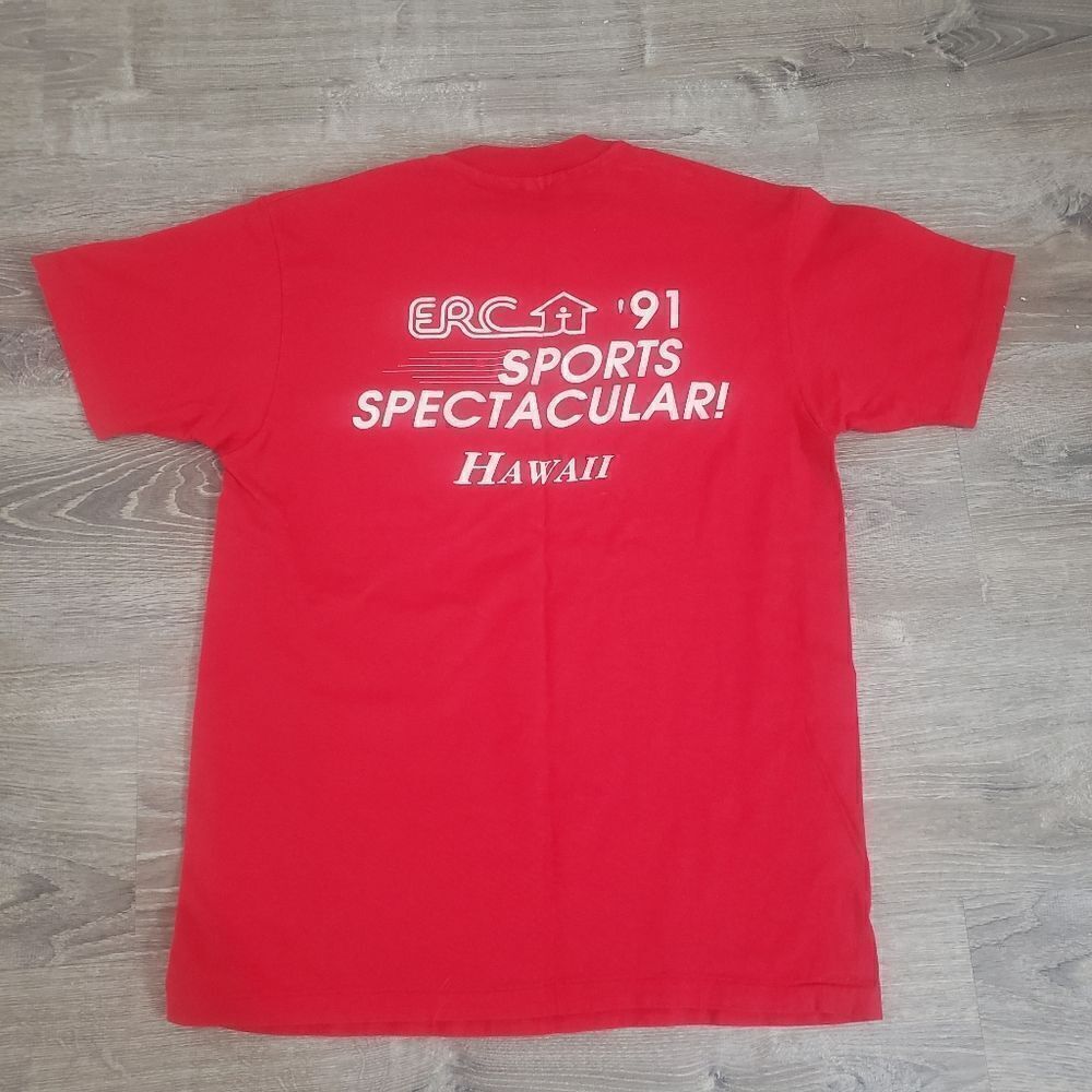 Vintage 90s 1991 ERC Sports Spectacular Hawaii Red T Shirt Mens L Hanes Beefy-T‎